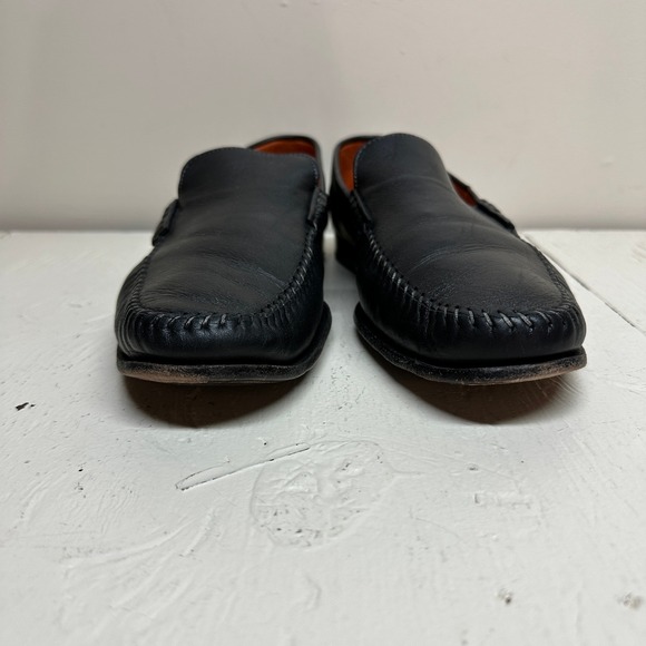 Santoni Mens Black Leather Moc Toe Loafer Dress Driving Shoes Italy Mens 10‎ main image 4